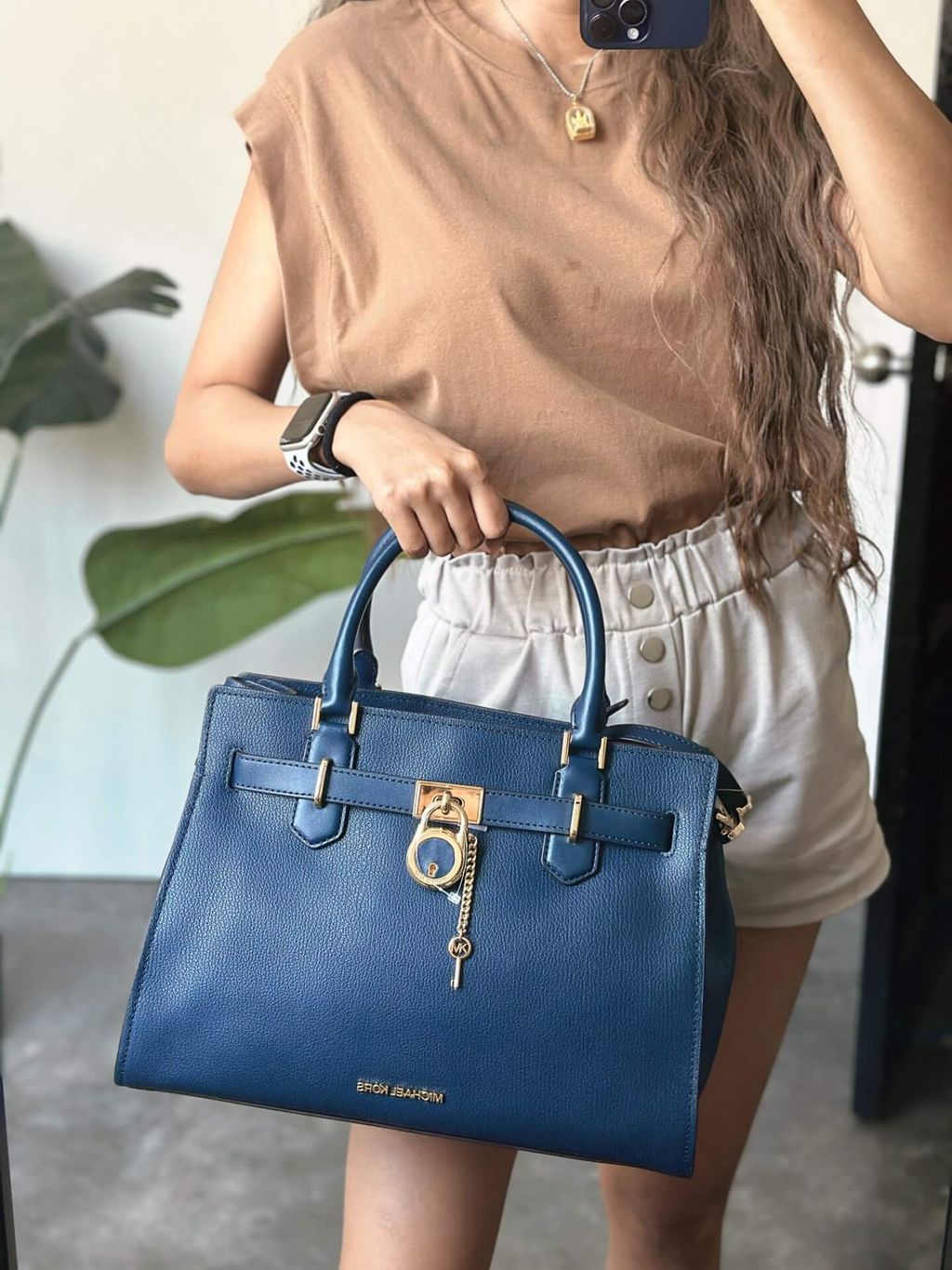 JuzBeauty_JuzBeautyMalaysia_JuzPretty_Authentic_Kbeauty_Malaysia_Skin_Care_Cosmetics_Jbeauty_Health_Care_korean_streetwear_US_Luxury_MICHAEL KORS 35T1GHMS2L Hamilton Medium Satchel In Navy 剑桥包4