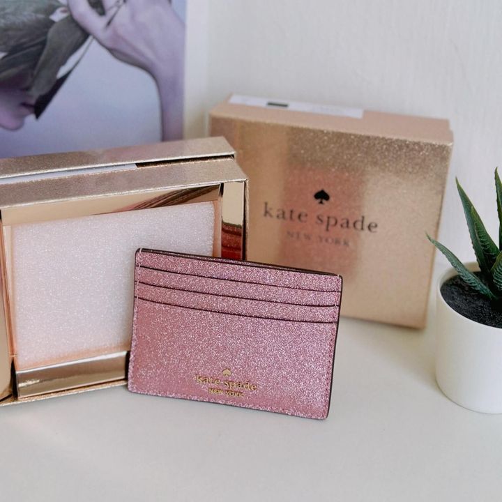 JuzBeauty_JuzBeautyMalaysia_JuzPretty_Authentic_Kbeauty_Malaysia_Skin_Care_Cosmetics_Jbeauty_Health_Care_korean_streetwear_US_Luxury_KATE SPADE KE448 Boxed Glimmer Small Slim Card Holder Mitten Pink 卡包礼盒1