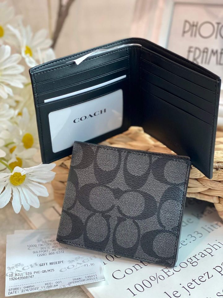 JuzBeauty_JuzBeautyMalaysia_JuzPretty_Authentic_Kbeauty_Malaysia_Skin_Care_Cosmetics_Jbeauty_Health_Care_korean_streetwear_US_Luxury_COACH F66551 ID Billfold Wallet in Signature Canvas in Black 钱包1