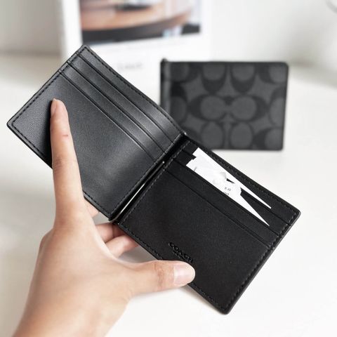 JuzBeauty_JuzBeautyMalaysia_JuzPretty_Authentic_Kbeauty_Malaysia_Skin_Care_Cosmetics_Jbeauty_Health_Care_korean_streetwear_US_Luxury_COACH CH086 Slim Money Clip Billfold Wallet In Signature Canvas 男款钱包1