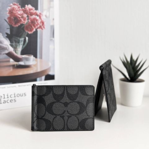 JuzBeauty_JuzBeautyMalaysia_JuzPretty_Authentic_Kbeauty_Malaysia_Skin_Care_Cosmetics_Jbeauty_Health_Care_korean_streetwear_US_Luxury_COACH CH086 Slim Money Clip Billfold Wallet In Signature Canvas 男款钱包2