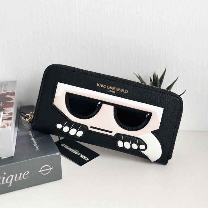 JuzBeauty_JuzBeautyMalaysia_JuzPretty_Authentic_Kbeauty_Malaysia_Skin_Care_Cosmetics_Jbeauty_Health_Care_korean_streetwear_US_Luxury_KARL LAGERFELD LH9QU5AV Maybelle Continental Zip Around Wallet In Black 长钱包1