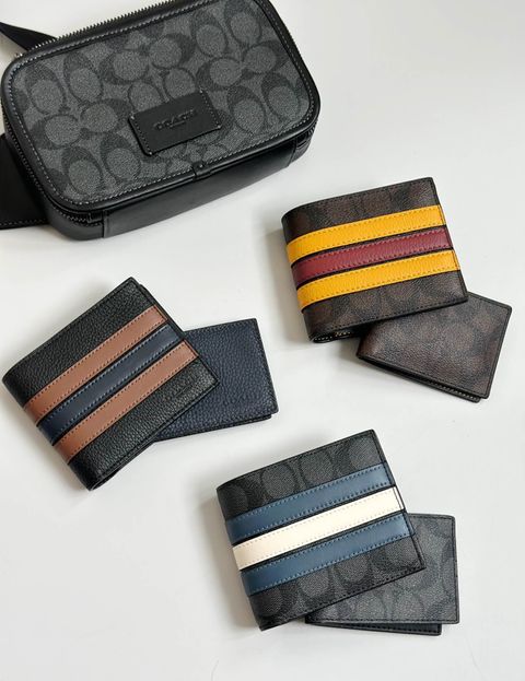 JuzBeauty_JuzBeautyMalaysia_JuzPretty_Authentic_Kbeauty_Malaysia_Skin_Care_Cosmetics_Jbeauty_Health_Care_korean_streetwear_US_Luxury_COACH 3007 3 In 1 Wallet With Varsity Stripe In Black Saddle Midnight 男款钱包 卡包3