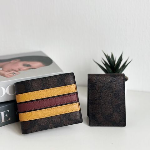 JuzBeauty_JuzBeautyMalaysia_JuzPretty_Authentic_Kbeauty_Malaysia_Skin_Care_Cosmetics_Jbeauty_Health_Care_korean_streetwear_US_Luxury_COACH 3008 3 In 1 Wallet In Signature Canvas With Varsity Stripe In Mahogany Buttercup Multi 男款钱包 卡包3