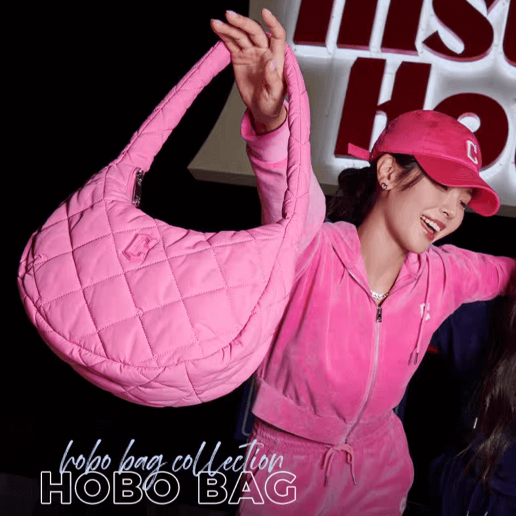 ★MLB Korea★ Padded Quilted Medium Hobo Bag BOS PtnCream 3A 粉嫩甜美糖果色系】MLB Padded Quilted Medium Hobo Bag 云朵腋