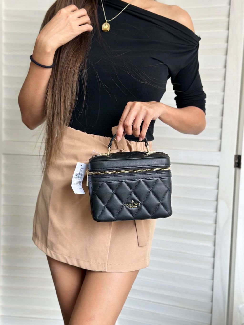 JuzBeauty_JuzBeautyMalaysia_JuzPretty_Authentic_Kbeauty_Malaysia_Skin_Care_Cosmetics_Jbeauty_Health_Care_korean_streetwear_US_Luxury_KATE SPADE KB563 Carey Smooth Quilted Leather In Black 盒子包1