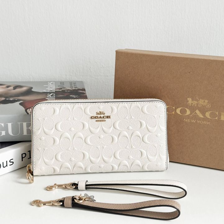 JuzBeauty_JuzBeautyMalaysia_JuzPretty_Authentic_Kbeauty_Malaysia_Skin_Care_Cosmetics_Jbeauty_Health_Care_korean_streetwear_US_Luxury_COACH C7220 Boxed Long Zip Around Wallet In Signature Leather IM Chalk 手拿包礼盒2