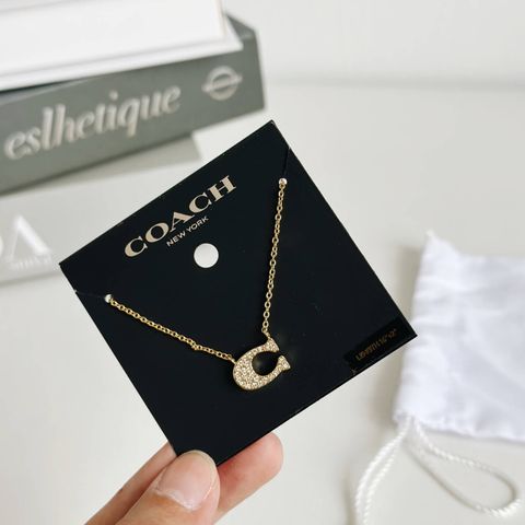 JuzBeauty_JuzBeautyMalaysia_JuzPretty_Authentic_Kbeauty_Malaysia_Skin_Care_Cosmetics_Jbeauty_Health_Care_korean_streetwear_US_Luxury_COACH 91433 Pave Signature Necklace In Gold 项链3