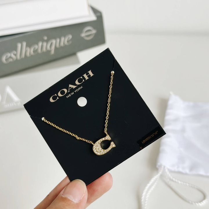JuzBeauty_JuzBeautyMalaysia_JuzPretty_Authentic_Kbeauty_Malaysia_Skin_Care_Cosmetics_Jbeauty_Health_Care_korean_streetwear_US_Luxury_COACH 91433 Pave Signature Necklace In Gold 项链3