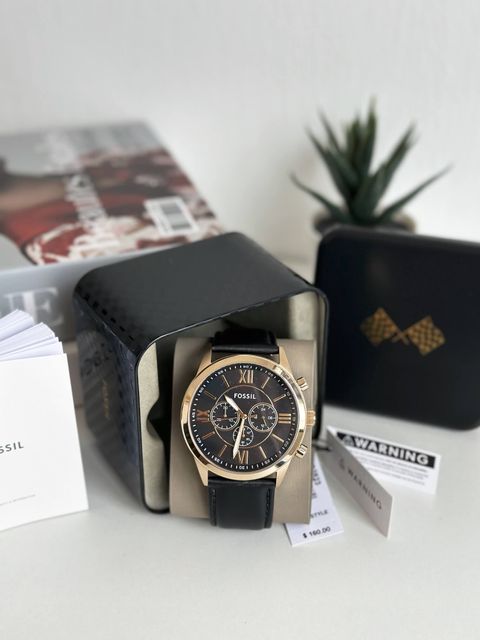 JuzBeauty_JuzBeautyMalaysia_JuzPretty_Authentic_Kbeauty_Malaysia_Skin_Care_Cosmetics_Jbeauty_Health_Care_korean_streetwear_US_Luxury_FOSSIL BQ2832 Flynn Chronograph Black Leather Watch 男士手表3