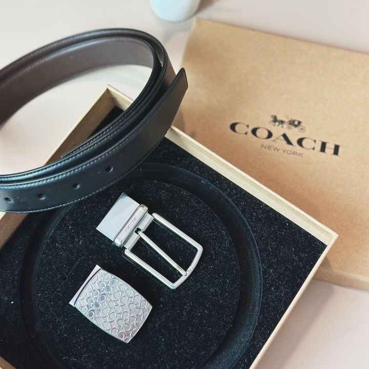 JuzBeauty_JuzBeautyMalaysia_JuzPretty_Authentic_Kbeauty_Malaysia_Skin_Care_Cosmetics_Jbeauty_Health_Care_korean_streetwear_US_Luxury_COACH F65186 Signature Plaque Harness Cut To Size Belt In Black Dark Brown 男款腰带礼盒1