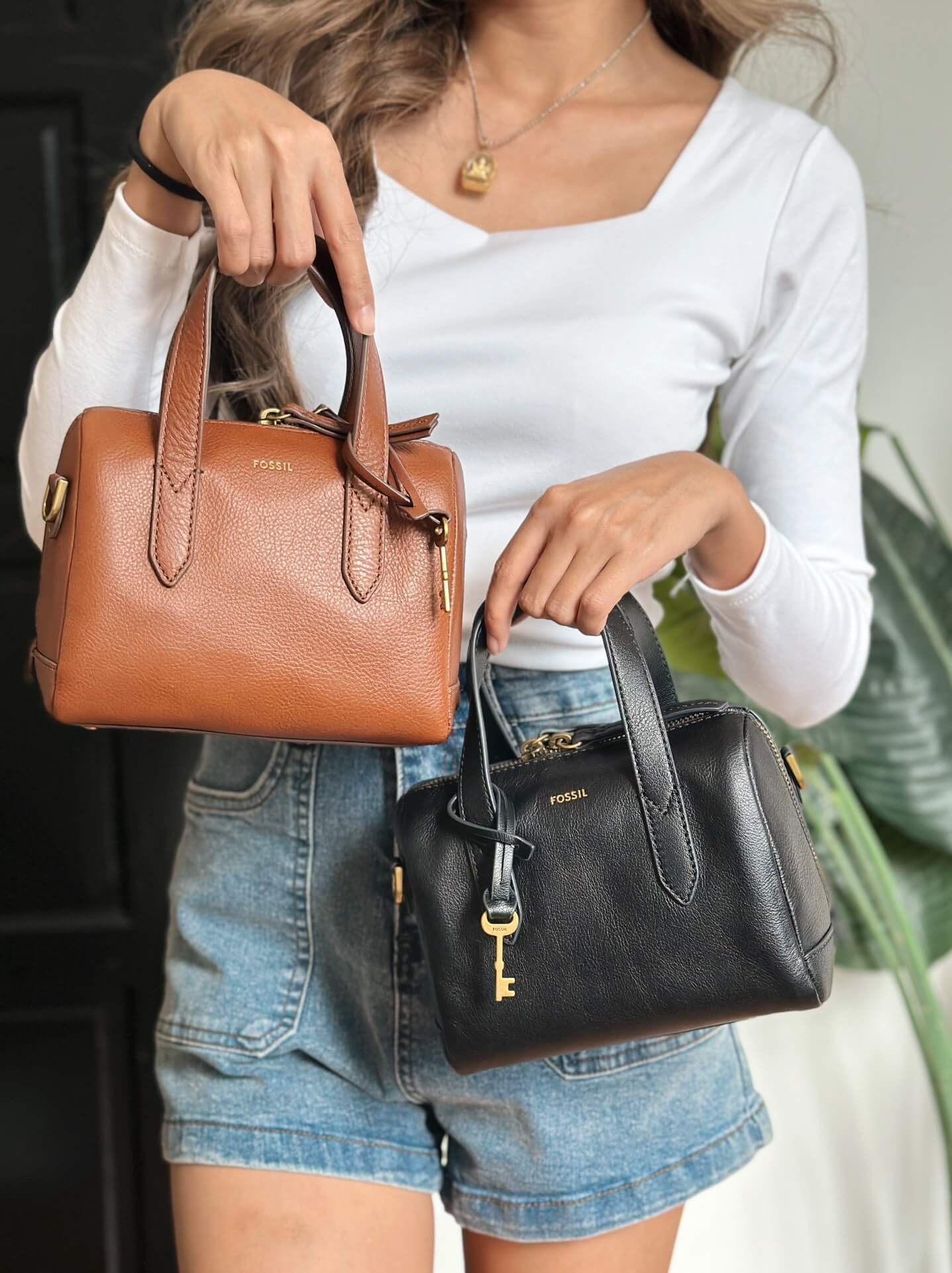 FOSSIL SHB3117001 Sydney Mini Satchel In Black 迷你波士顿包