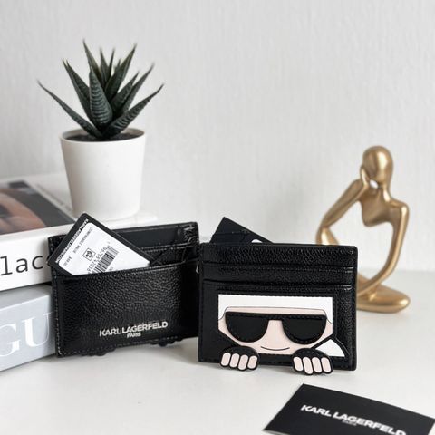 JuzBeauty_JuzBeautyMalaysia_JuzPretty_Authentic_Kbeauty_Malaysia_Skin_Care_Cosmetics_Jbeauty_Health_Care_korean_streetwear_US_Luxury_KARL LAGERFELD LH3PP953 Card Case Karl Peeking In Shiny Black 卡包1
