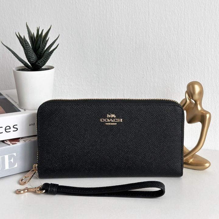 JuzBeauty_JuzBeautyMalaysia_JuzPretty_Authentic_Kbeauty_Malaysia_Skin_Care_Cosmetics_Jbeauty_Health_Care_korean_streetwear_US_Luxury_COACH C3441 Crossgrain Long Zip Around In Black 手拿包1