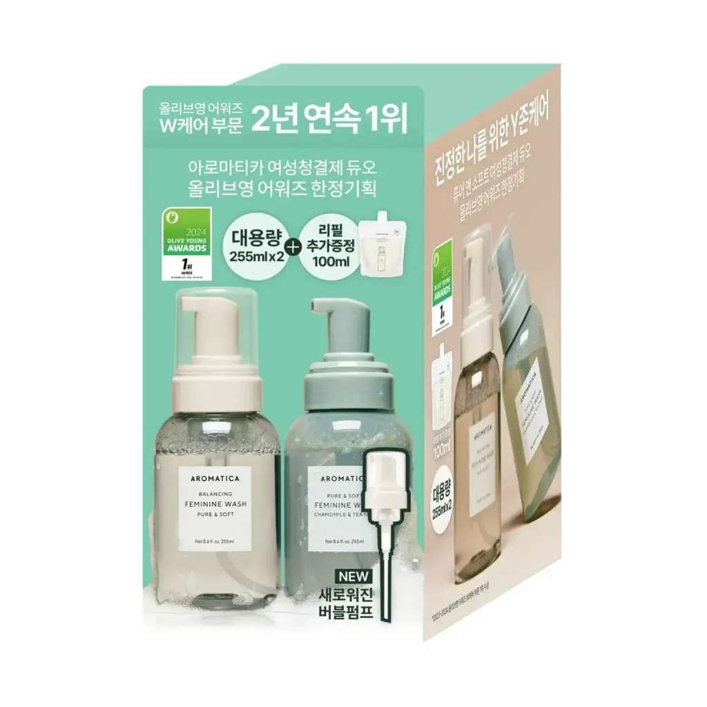 JuzBeauty-JuzBeautyMalaysia-JuzPretty-Authentic-Kbeauty-Malaysia-Skin-Care-Cosmetics-Jbeauty-Health-Care-korean-streetwear-Olive-Young-AROMATICA Pure and Soft Feminine Wash Duo Set 私处护理液套盒4