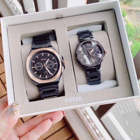 JuzBeauty_JuzBeautyMalaysia_JuzPretty_Authentic_Kbeauty_Malaysia_Skin_Care_Cosmetics_Jbeauty_Health_Care_korean_streetwear_US_Luxury_FOSSIL BQ2645SET His and Her Multifunction Black Stainless Steel Watch Set 情侣表礼盒1