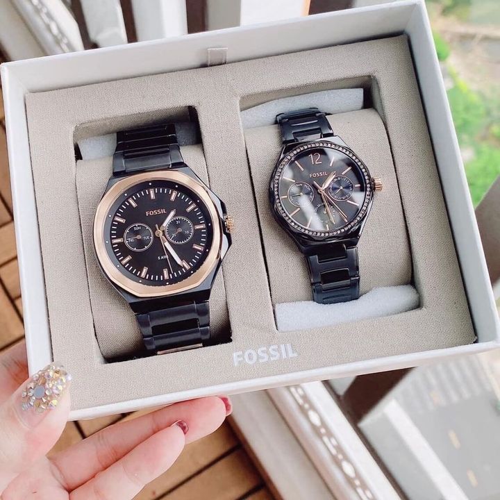 JuzBeauty_JuzBeautyMalaysia_JuzPretty_Authentic_Kbeauty_Malaysia_Skin_Care_Cosmetics_Jbeauty_Health_Care_korean_streetwear_US_Luxury_FOSSIL BQ2645SET His and Her Multifunction Black Stainless Steel Watch Set 情侣表礼盒1