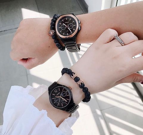 JuzBeauty_JuzBeautyMalaysia_JuzPretty_Authentic_Kbeauty_Malaysia_Skin_Care_Cosmetics_Jbeauty_Health_Care_korean_streetwear_US_Luxury_FOSSIL BQ2645SET His and Her Multifunction Black Stainless Steel Watch Set 情侣表礼盒2