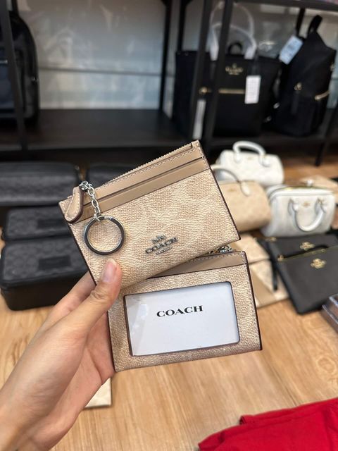 COACH CW870 Mini Skinny Id Case In Signature Canvas Sand:Taupe 卡包1