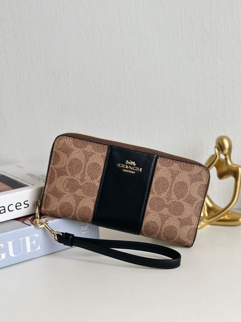 JuzBeauty_JuzBeautyMalaysia_JuzPretty_Authentic_Kbeauty_Malaysia_Skin_Care_Cosmetics_Jbeauty_Health_Care_korean_streetwear_US_Luxury_COACH CW947 Long Zip Around Wallet In Im-Tan-Black 长钱包1