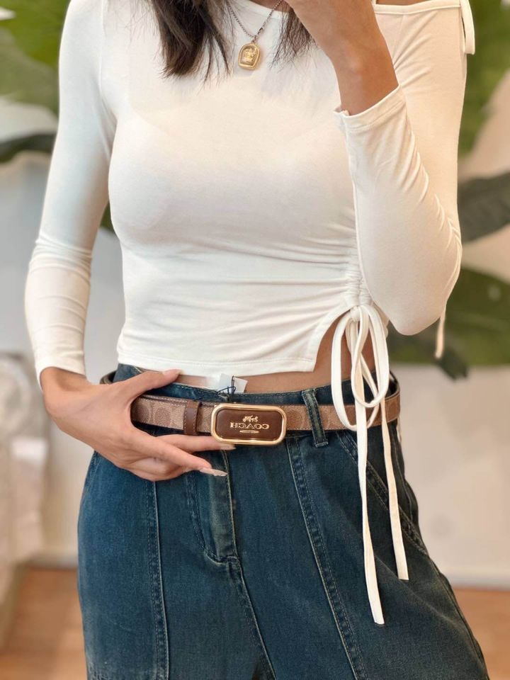 JuzBeauty_JuzBeautyMalaysia_JuzPretty_Authentic_Kbeauty_Malaysia_Skin_Care_Cosmetics_Jbeauty_Health_Care_korean_streetwear_US_Luxury_COACH CX052 Signature Buckle Cut To Size Reversible Morgan Belt 25mm In Khaki 女款腰带