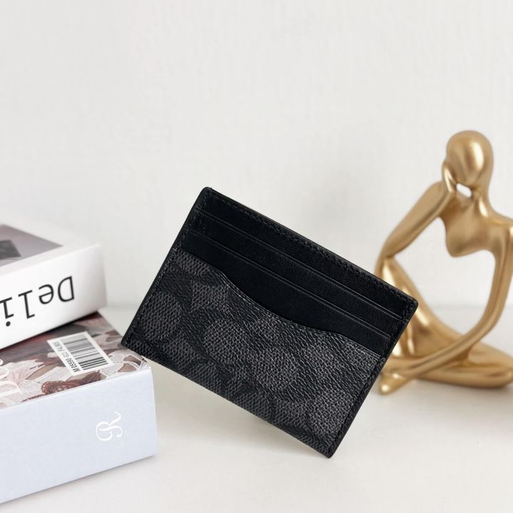JuzBeauty_JuzBeautyMalaysia_JuzPretty_Authentic_Kbeauty_Malaysia_Skin_Care_Cosmetics_Jbeauty_Health_Care_korean_streetwear_US_Luxury_COACH CW366 Slim Id Card Case In Signature Canvas In Tan Black Antique Nickel 男款卡包1