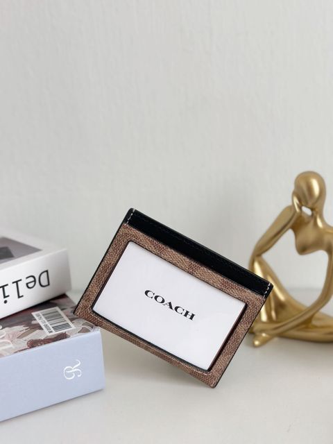 JuzBeauty_JuzBeautyMalaysia_JuzPretty_Authentic_Kbeauty_Malaysia_Skin_Care_Cosmetics_Jbeauty_Health_Care_korean_streetwear_US_Luxury_COACH CW366 Slim Id Card Case In Signature Canvas In Tan Khaki Brown Antique Nickel 男款卡包2