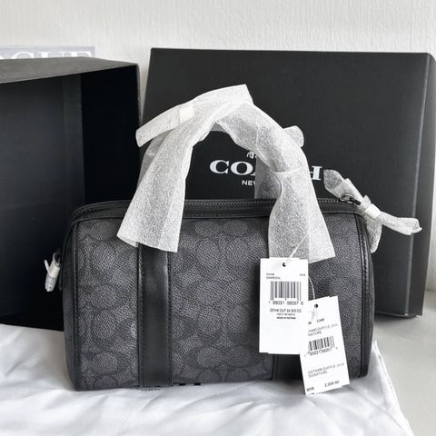 COACH CA186 Gotham Duffle Bag 24 In Signature Canvas In Charcoal 男款圆筒包1