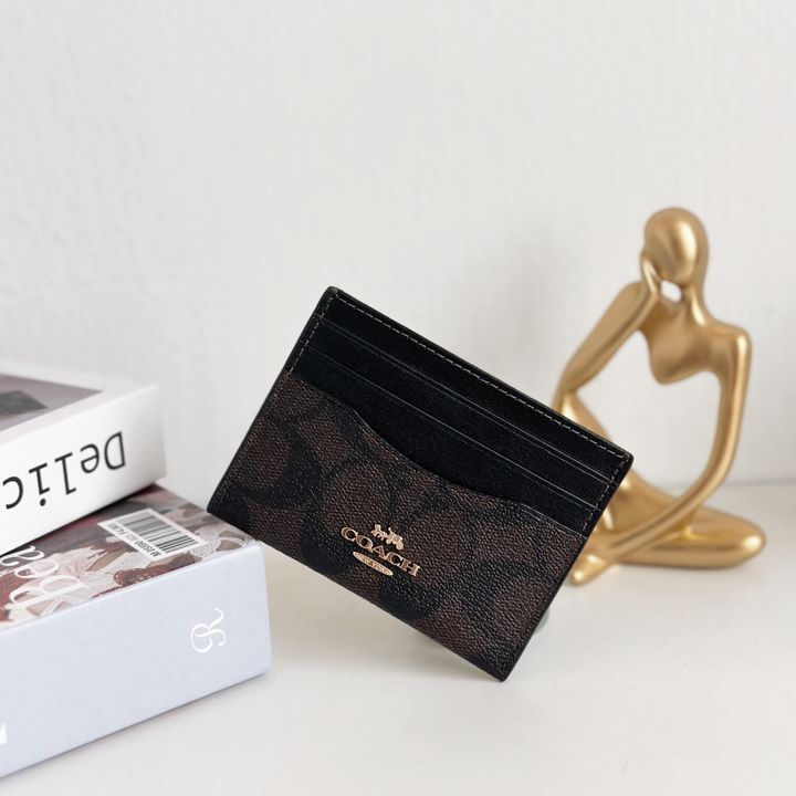 JuzBeauty_JuzBeautyMalaysia_JuzPretty_Authentic_Kbeauty_Malaysia_Skin_Care_Cosmetics_Jbeauty_Health_Care_korean_streetwear_US_Luxury_COACH CH415 Slim ID Card Case in Signature Canvas Brown:Black 卡包1