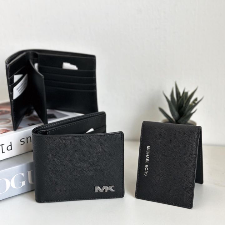 MICHAEL KORS 36F4RVLF2O Rivington Leather Wallet With Passcase In Black 男款钱包+卡包1