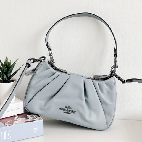 JuzBeauty_JuzBeautyMalaysia_JuzPretty_Authentic_Kbeauty_Malaysia_Skin_Care_Cosmetics_Jbeauty_Health_Care_korean_streetwear_US_Luxury_COACH CT761 Teri Shoulder Bag With Ruching In Grey Blue 云朵包5