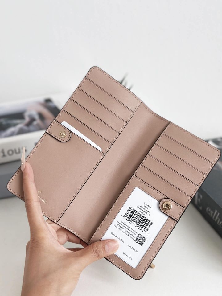 JuzBeauty_JuzBeautyMalaysia_JuzPretty_Authentic_Kbeauty_Malaysia_Skin_Care_Cosmetics_Jbeauty_Health_Care_korean_streetwear_US_Luxury_KATE SPADE KI366 Madison Large Slim Bifold Wallet In Meringue 女款钱包2