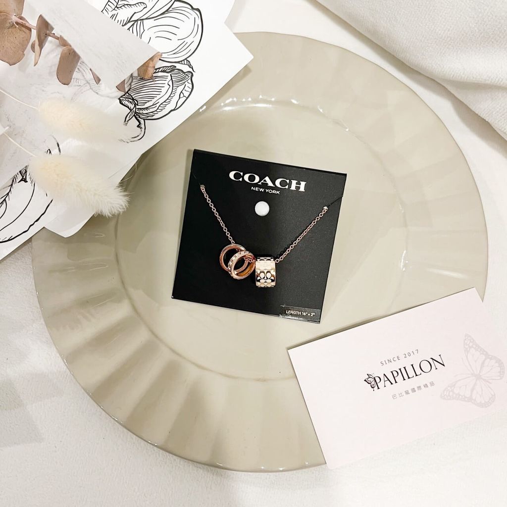 COACH C9446 Signature Enamel Necklace In White Gold 项链1