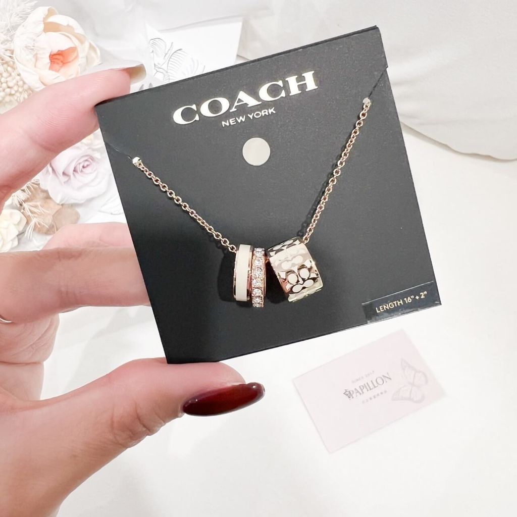 COACH C9446 Signature Enamel Necklace In White Gold 项链6