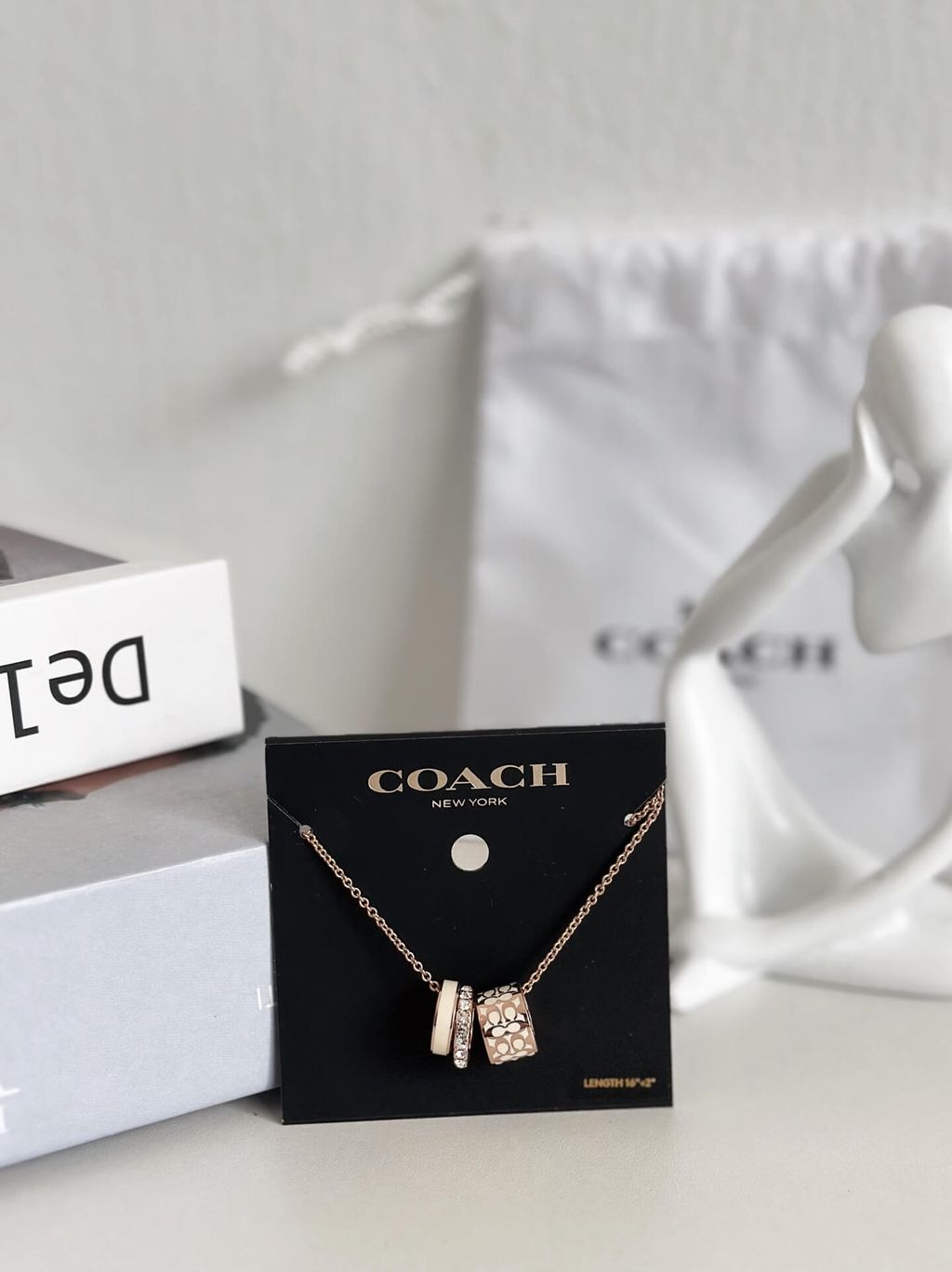 COACH C9446 Signature Enamel Necklace In White Gold 项链2
