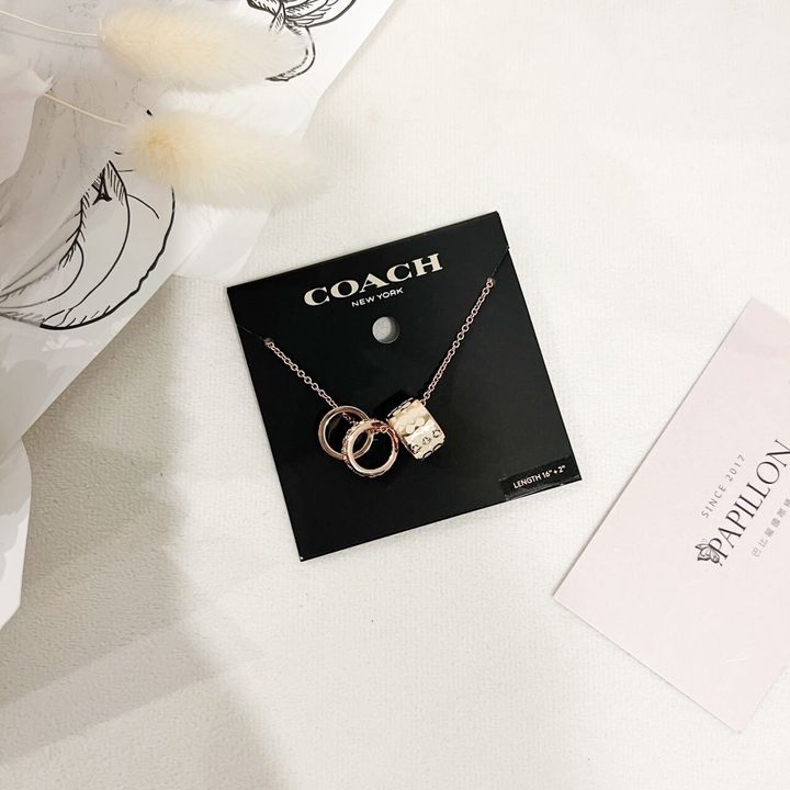 COACH C9446 Signature Enamel Necklace In White Gold 项链7