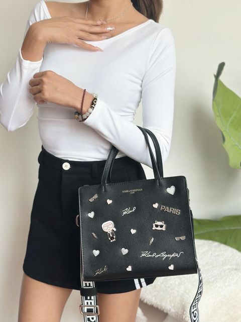 JuzBeauty_JuzBeautyMalaysia_JuzPretty_Authentic_Kbeauty_Malaysia_Skin_Care_Cosmetics_Jbeauty_Health_Care_korean_streetwear_US_Luxury_KARL LAGERFELD LH4DU8BJ Maybelle Satchel with Pins In Black 剑桥包8
