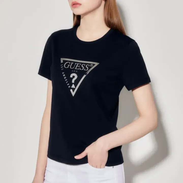 JuzBeauty-JuzBeautyMalaysia-JuzPretty-Authentic-Kbeauty-Malaysia-Skin-Care-Cosmetics-Jbeauty-Health-Care-korean-streetwear-Guess Women s Silver Big Triangle Short Sleeve T-shirt OP2K9404 Tee 女款上衣3