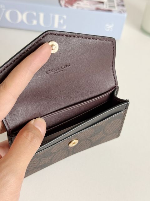 JuzBeauty_JuzBeautyMalaysia_JuzPretty_Authentic_Kbeauty_Malaysia_Skin_Care_Cosmetics_Jbeauty_Health_Care_korean_streetwear_US_Luxury_COACH CZ272 Flap Card Case In Signature Canvas in Walnut:Black 女款卡包2