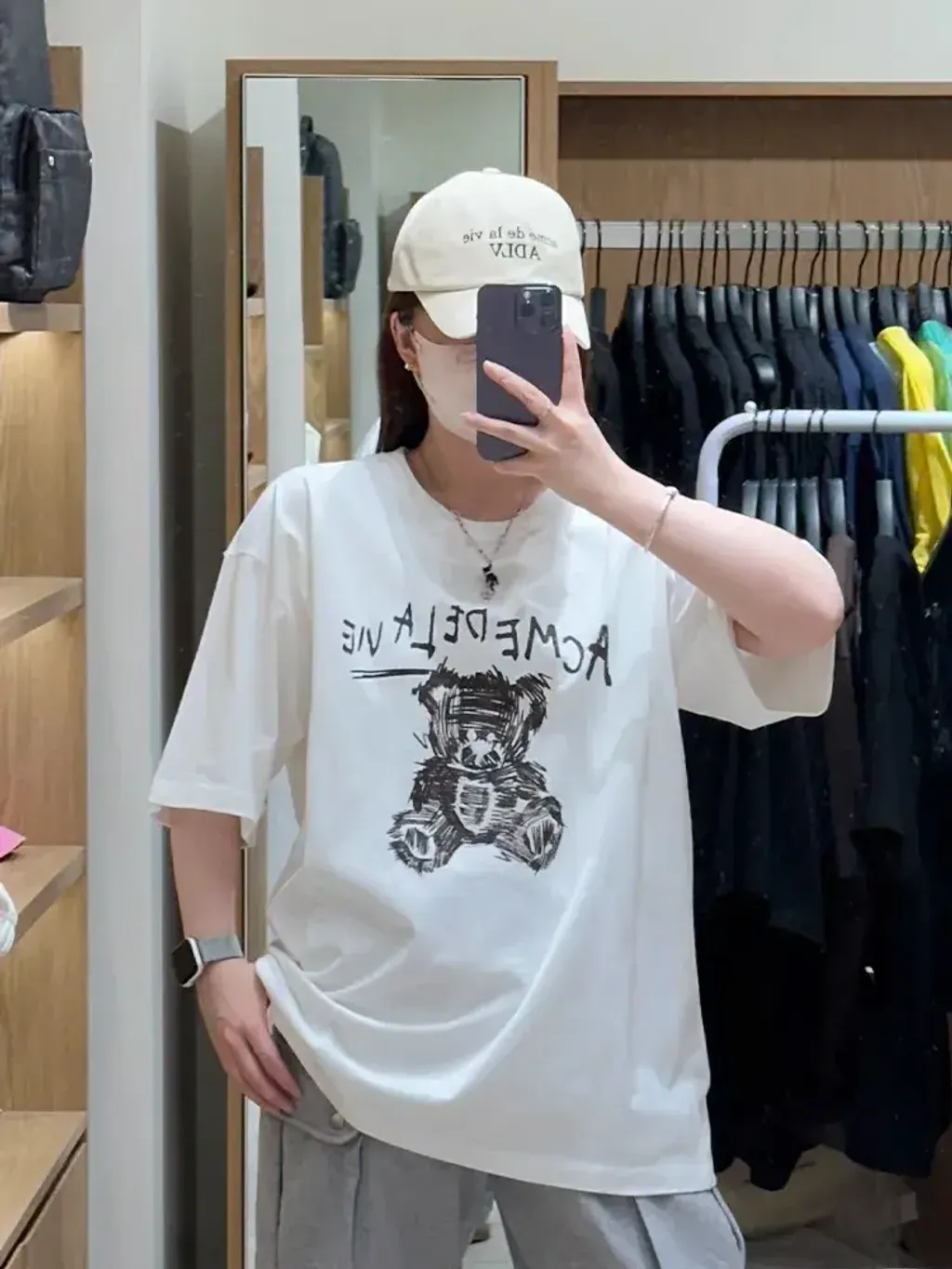 JuzBeauty-JuzBeautyMalaysia-JuzPretty-Authentic-Kbeauty-Malaysia-Skin-Care-Cosmetics-Jbeauty-Health-Care-korean-streetwear-ADLV Drawing Bear Short Sleeve T-Shirt Tee 上衣6