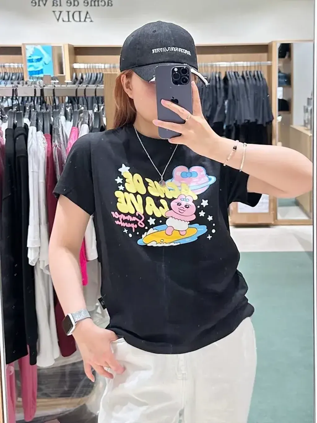 JuzBeauty-JuzBeautyMalaysia-JuzPretty-Authentic-Kbeauty-Malaysia-Skin-Care-Cosmetics-Jbeauty-Health-Care-korean-streetwear-ADLV x PANCHU RABBIT Woman Surfing Opanchu Usagi Standard Short Sleeve T-Shirt Tee 上衣10