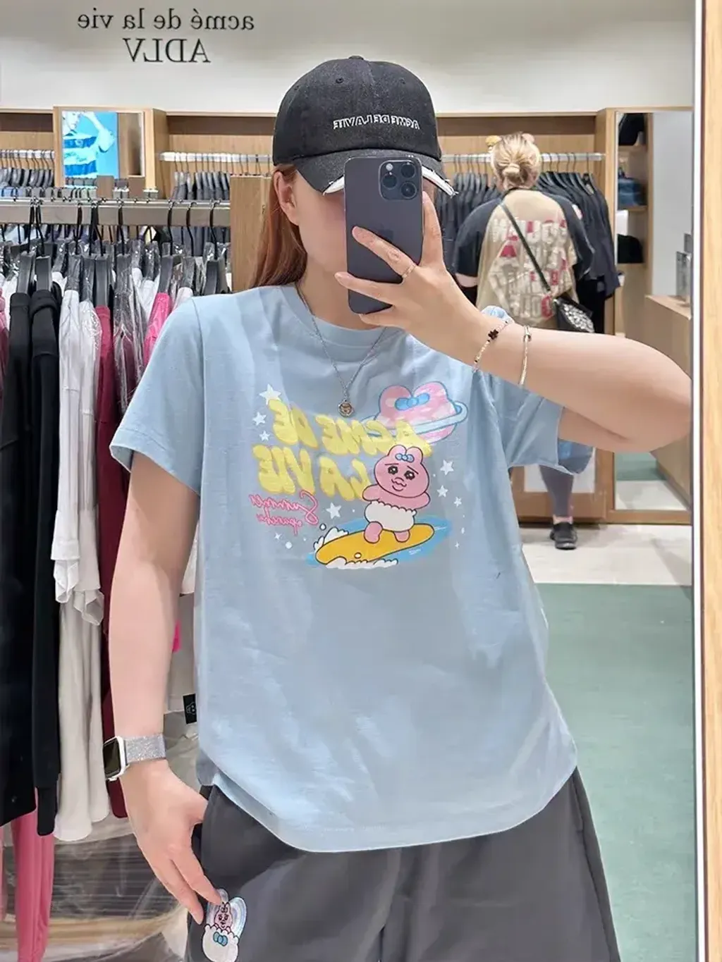 JuzBeauty-JuzBeautyMalaysia-JuzPretty-Authentic-Kbeauty-Malaysia-Skin-Care-Cosmetics-Jbeauty-Health-Care-korean-streetwear-ADLV x PANCHU RABBIT Woman Surfing Opanchu Usagi Standard Short Sleeve T-Shirt Tee 上衣1