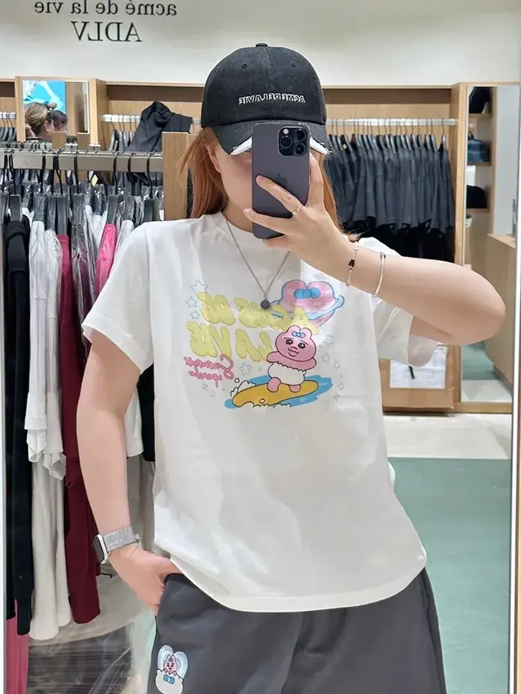 JuzBeauty-JuzBeautyMalaysia-JuzPretty-Authentic-Kbeauty-Malaysia-Skin-Care-Cosmetics-Jbeauty-Health-Care-korean-streetwear-ADLV x PANCHU RABBIT Woman Surfing Opanchu Usagi Standard Short Sleeve T-Shirt Tee 上衣11