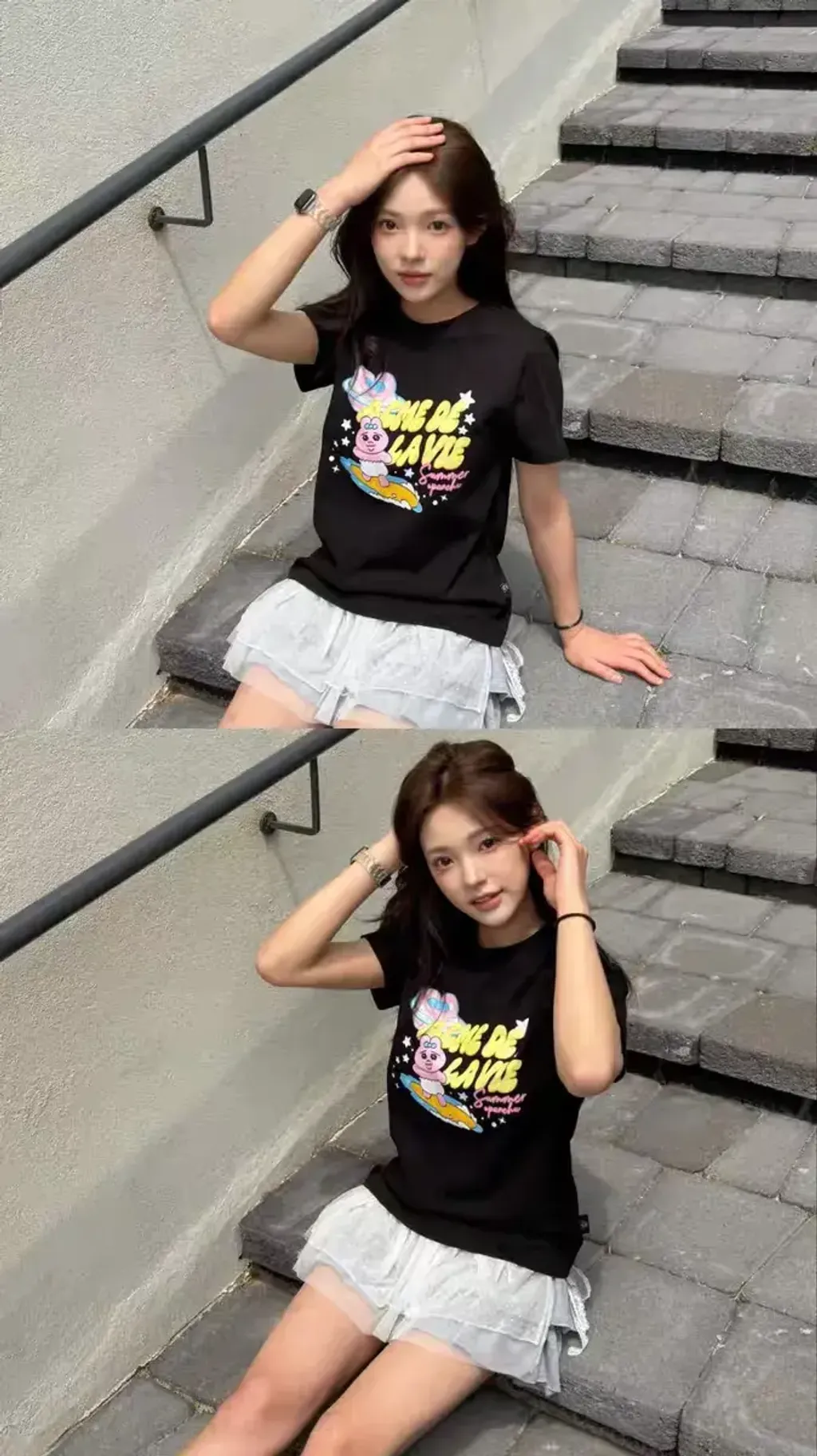 JuzBeauty-JuzBeautyMalaysia-JuzPretty-Authentic-Kbeauty-Malaysia-Skin-Care-Cosmetics-Jbeauty-Health-Care-korean-streetwear-ADLV x PANCHU RABBIT Woman Surfing Opanchu Usagi Standard Short Sleeve T-Shirt Tee 上衣6