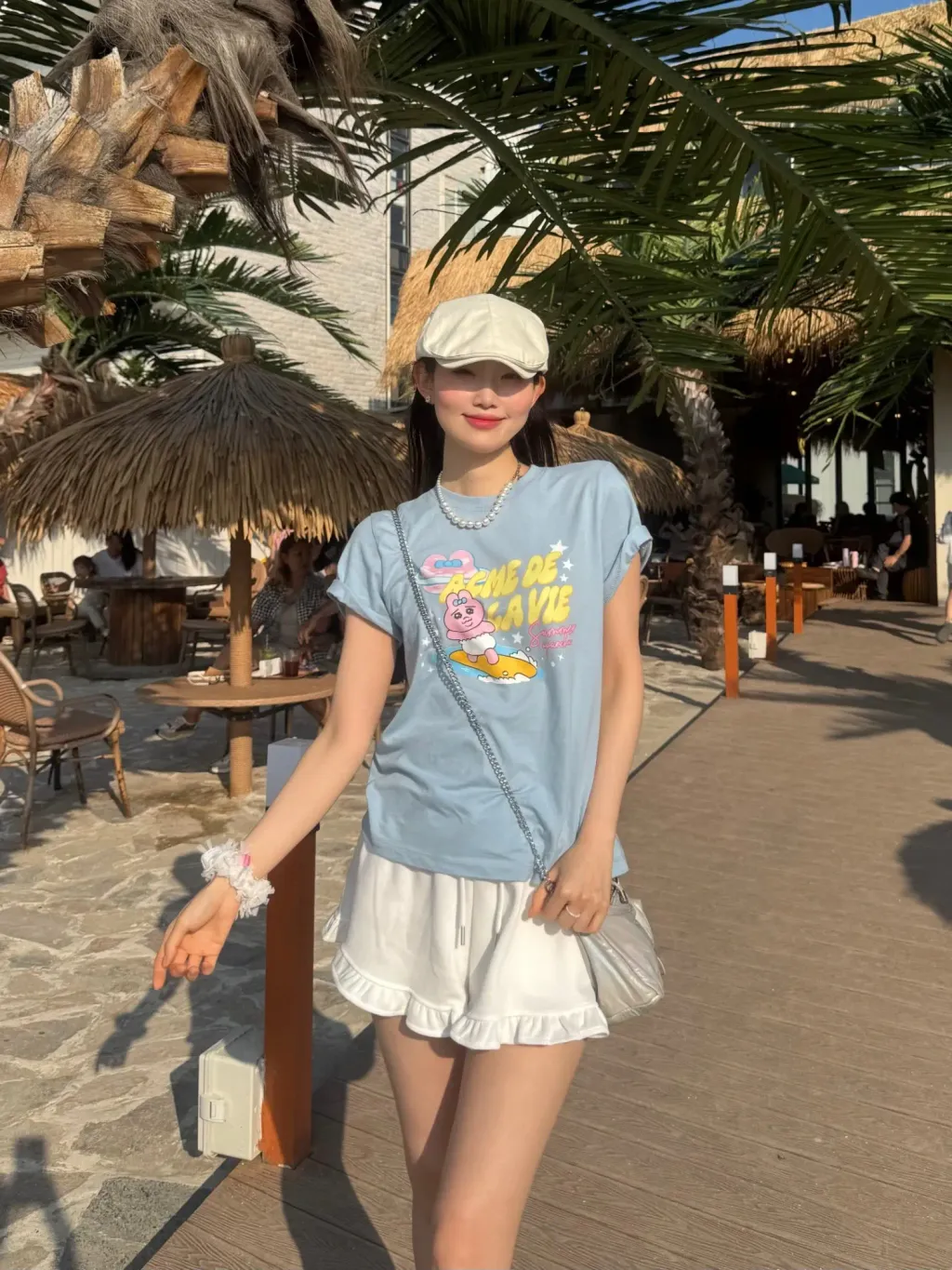 JuzBeauty-JuzBeautyMalaysia-JuzPretty-Authentic-Kbeauty-Malaysia-Skin-Care-Cosmetics-Jbeauty-Health-Care-korean-streetwear-ADLV x PANCHU RABBIT Woman Surfing Opanchu Usagi Standard Short Sleeve T-Shirt Tee 上衣4