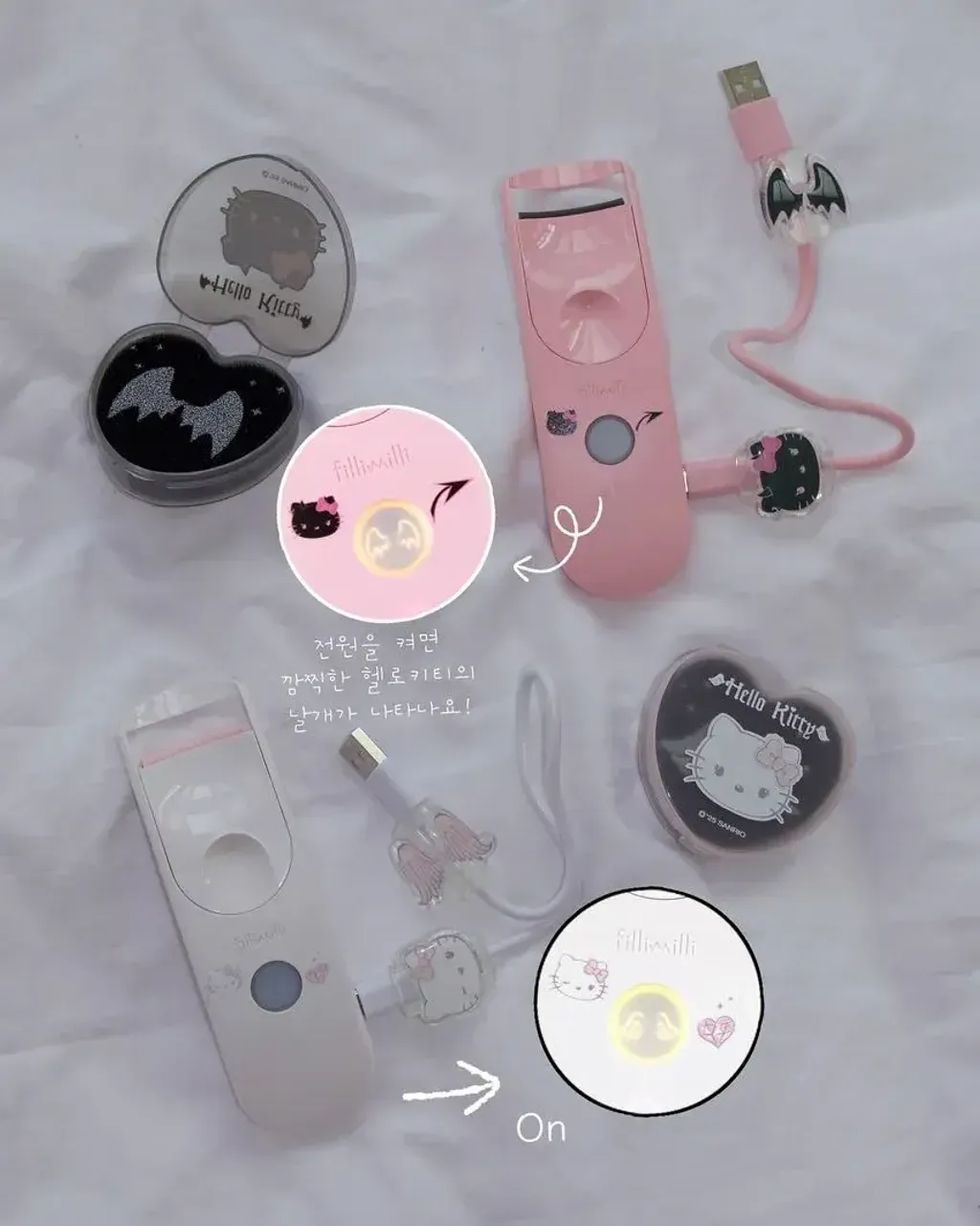 JuzBeauty-JuzBeautyMalaysia-JuzPretty-Authentic-Kbeauty-Malaysia-Skin-Care-Cosmetics-Jbeauty-Health-Care-korean-streetwear-fillimilli x HELLO KITTY ANGEL AND DEVIL Heating Viewer Wide Fit Set USB充电款电热睫毛夹1