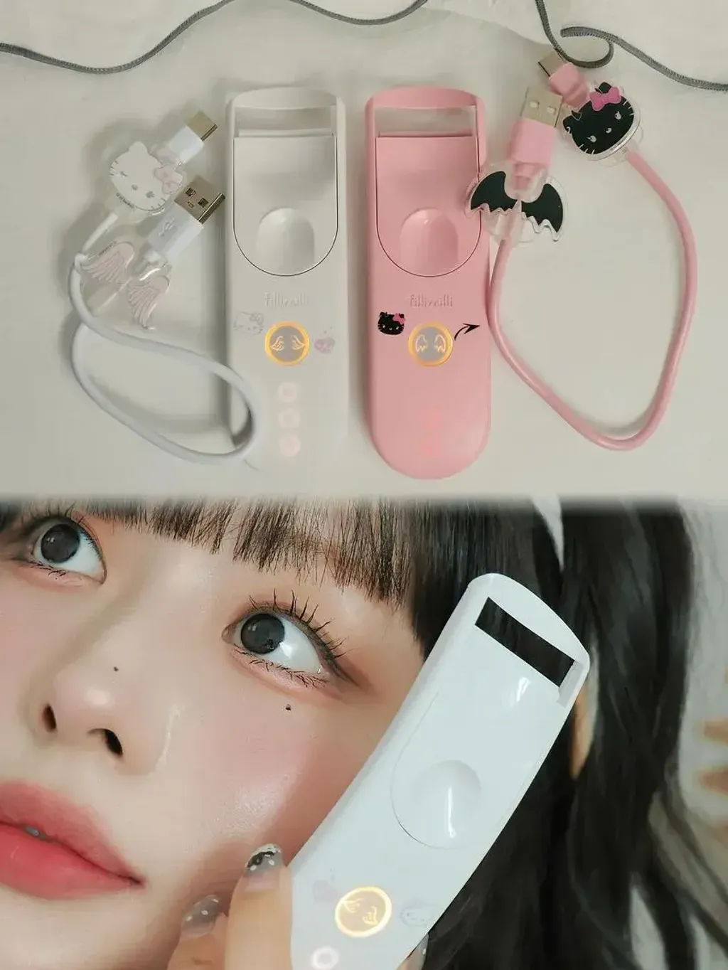 JuzBeauty-JuzBeautyMalaysia-JuzPretty-Authentic-Kbeauty-Malaysia-Skin-Care-Cosmetics-Jbeauty-Health-Care-korean-streetwear-fillimilli x HELLO KITTY ANGEL AND DEVIL Heating Viewer Wide Fit Set USB充电款电热睫毛夹2