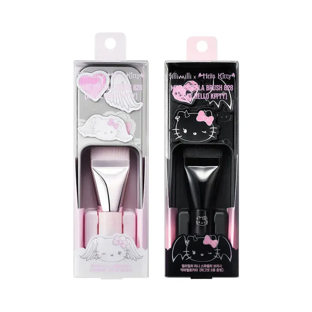 JuzBeauty-JuzBeautyMalaysia-JuzPretty-Authentic-Kbeauty-Malaysia-Skin-Care-Cosmetics-Jbeauty-Health-Care-korean-streetwear-fillimilli x HELLO KITTY ANGEL & DEVIL Mini Spatula Brush 828 一字粉底刷2