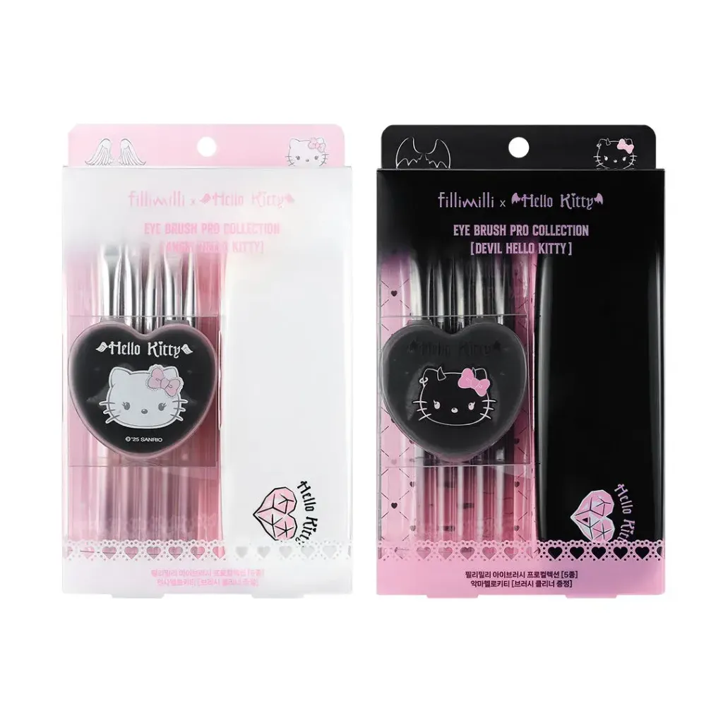 JuzBeauty-JuzBeautyMalaysia-JuzPretty-Authentic-Kbeauty-Malaysia-Skin-Care-Cosmetics-Jbeauty-Health-Care-korean-streetwear-fillimilli x HELLO KITTY ANGEL & DEVIL Eyebrush Pro Collection 联名限量款 眼部化妆刷套盒5