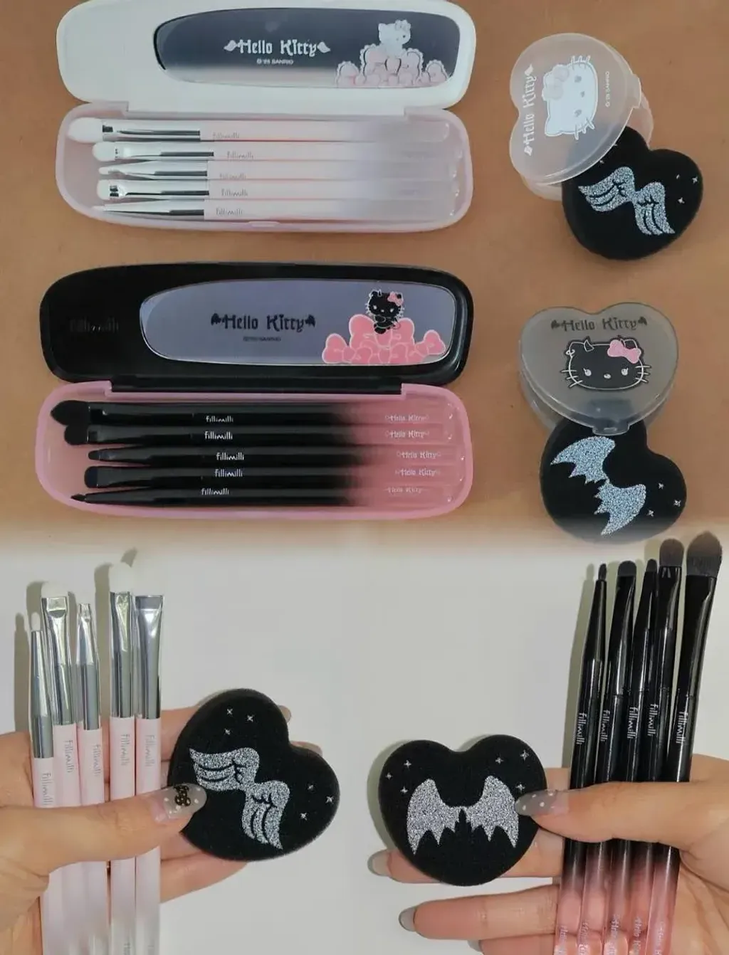 JuzBeauty-JuzBeautyMalaysia-JuzPretty-Authentic-Kbeauty-Malaysia-Skin-Care-Cosmetics-Jbeauty-Health-Care-korean-streetwear-fillimilli x HELLO KITTY ANGEL & DEVIL Eyebrush Pro Collection 联名限量款 眼部化妆刷套盒12